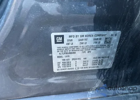 2018 Chevrolet Trax 1Lt из США, поврежденный, VIN KL7CJPSB3JB684904